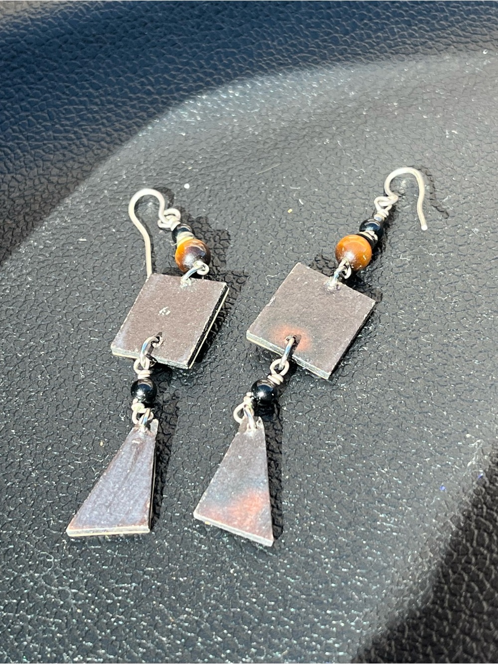 Handcrafted Multicolored Geometric Shape Drop Earrings - Picture 6 of 6